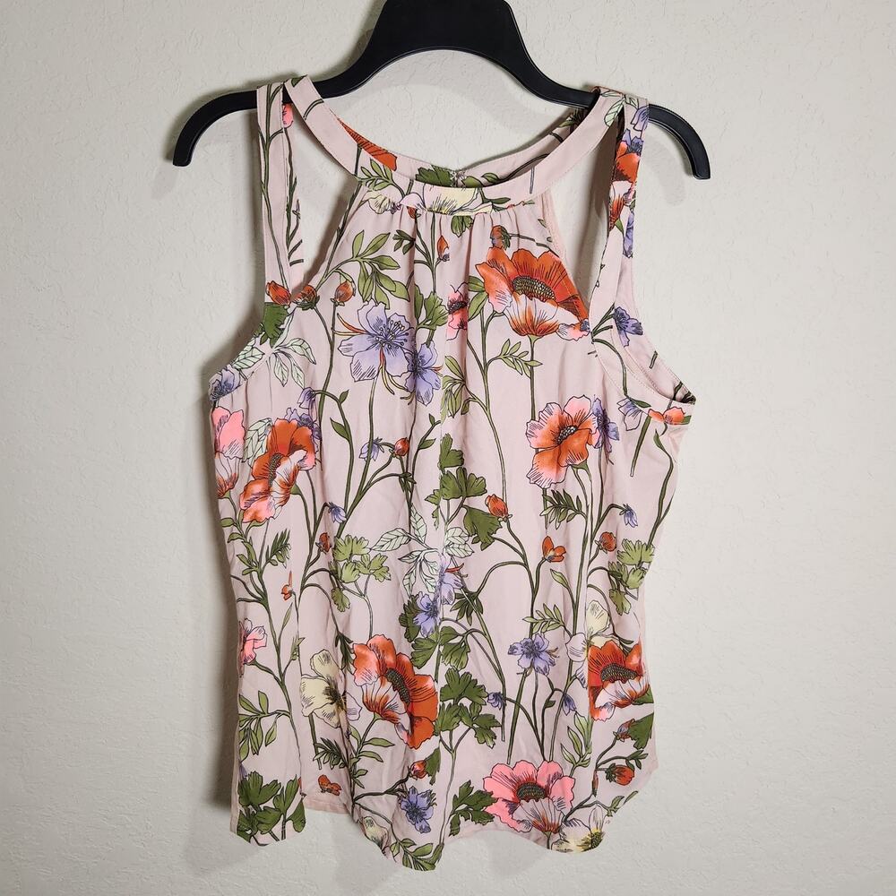 Express Women's Pale Pink Colorful Floral Strappy Flowy Tank Size Large NWT